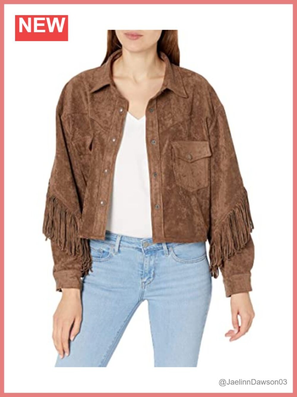Faux Suede Fringe Jacket Snap Front Aviator Shirt Jacket